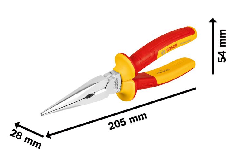 VDE Long Nose Plier straight 200mm