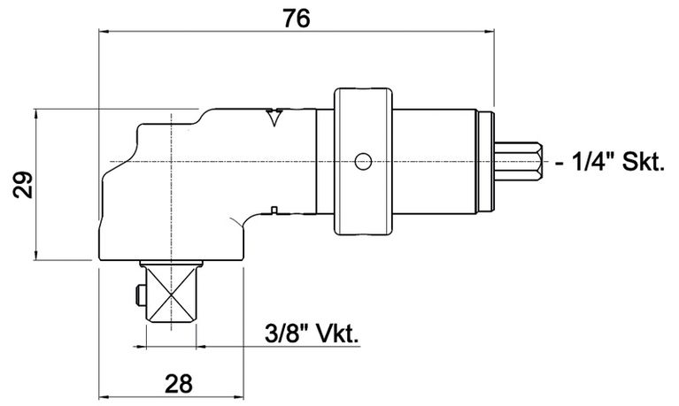 Angle head 12V with 3/8" external square drive