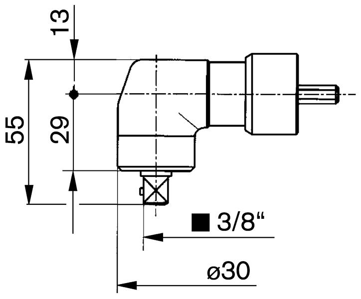 Angle head 3/8'' - square